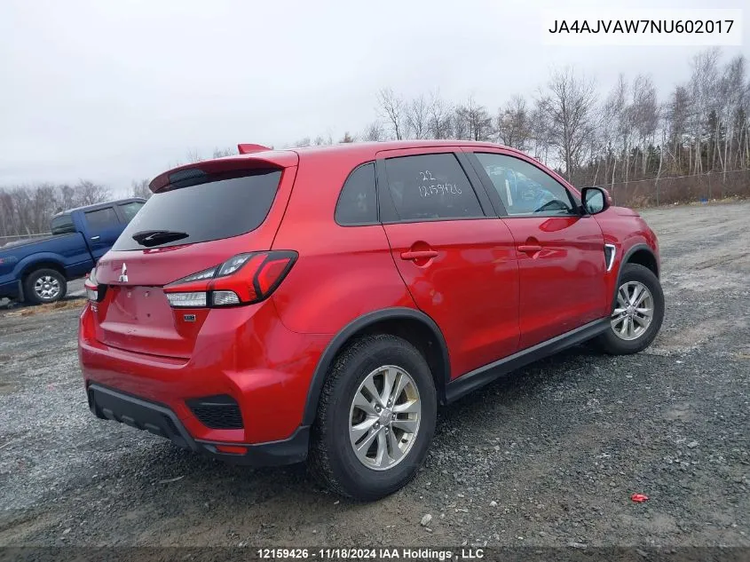 2022 Mitsubishi Rvr VIN: JA4AJVAW7NU602017 Lot: 12159426