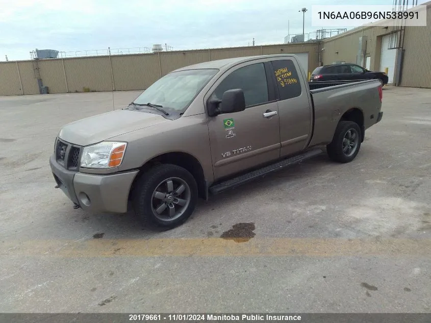 2006 Nissan Titan 5.6 Se King Cab VIN: 1N6AA06B96N538991 Lot: 20179661