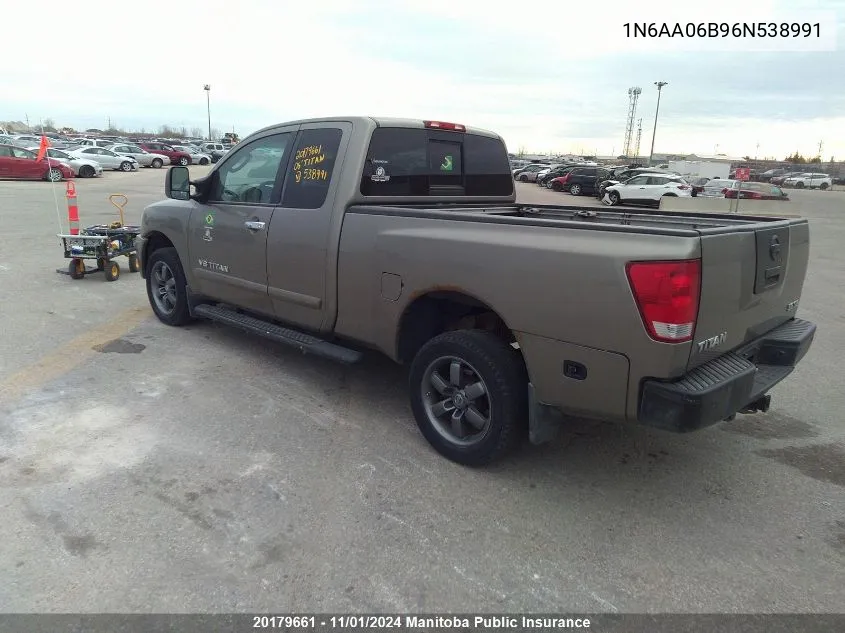 2006 Nissan Titan 5.6 Se King Cab VIN: 1N6AA06B96N538991 Lot: 20179661