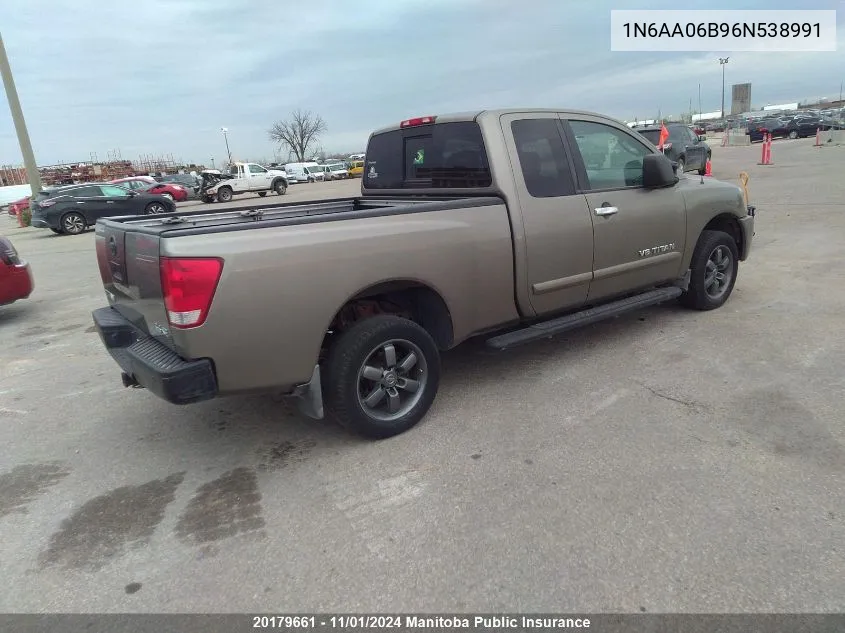 2006 Nissan Titan 5.6 Se King Cab VIN: 1N6AA06B96N538991 Lot: 20179661