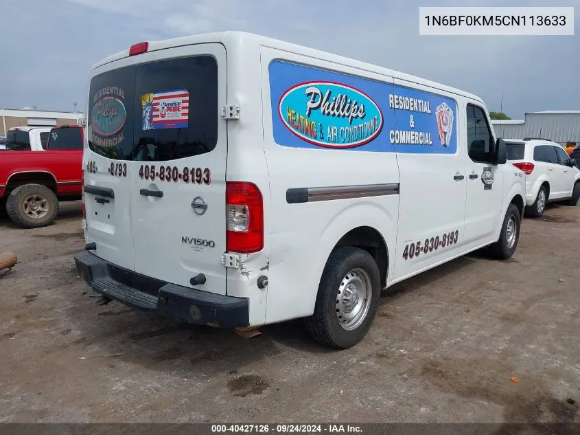 2012 Nissan Nv 1500 Nv1500 S V6 VIN: 1N6BF0KM5CN113633 Lot: 40427126