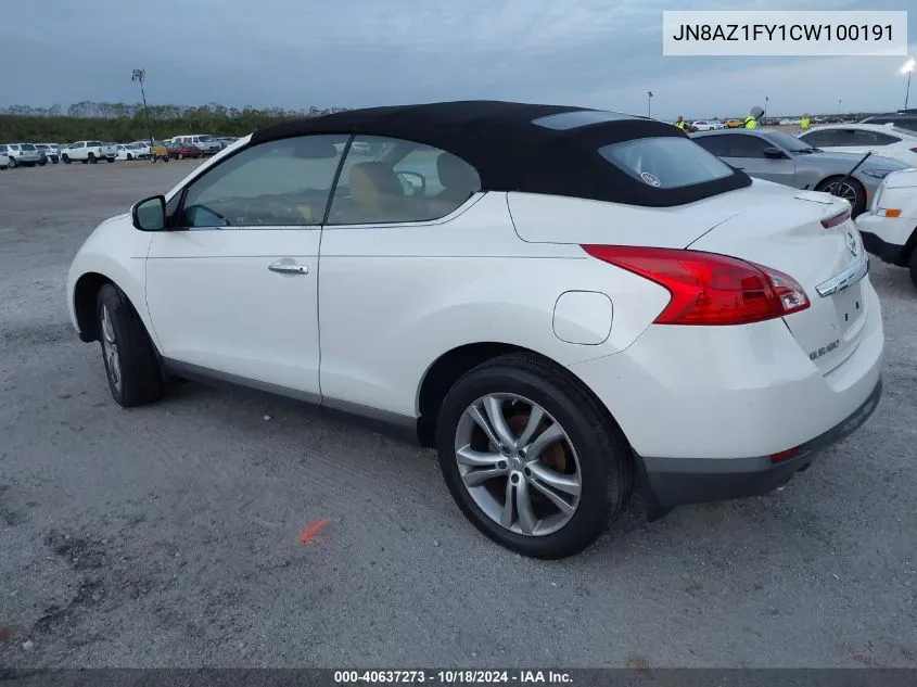 2012 Nissan Murano Crosscabriolet VIN: JN8AZ1FY1CW100191 Lot: 40637273