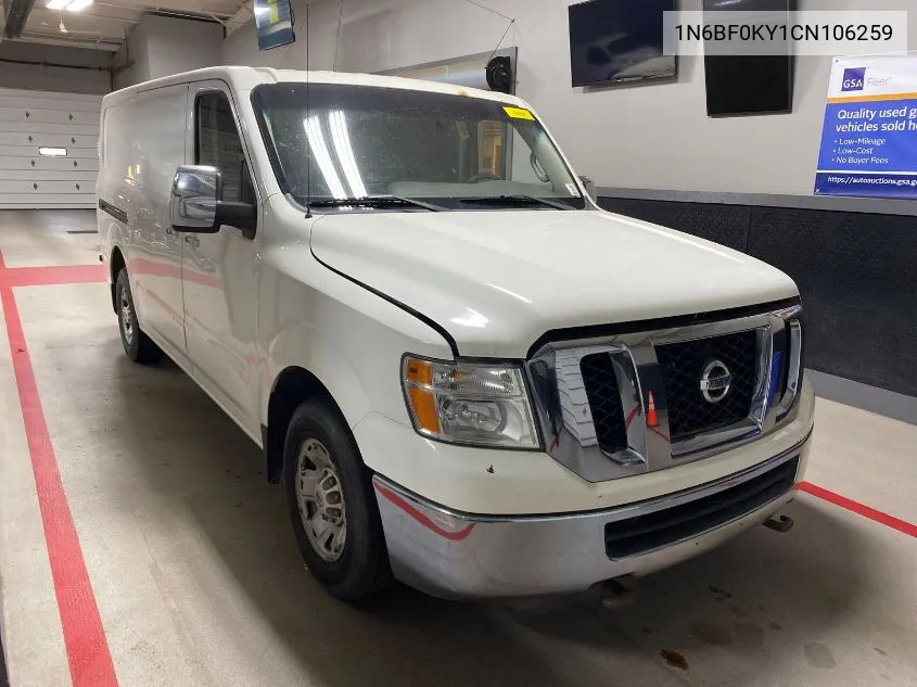 2012 Nissan Nv 2500 Nv2500 Hd Sv V6 VIN: 1N6BF0KY1CN106259 Lot: 40870324