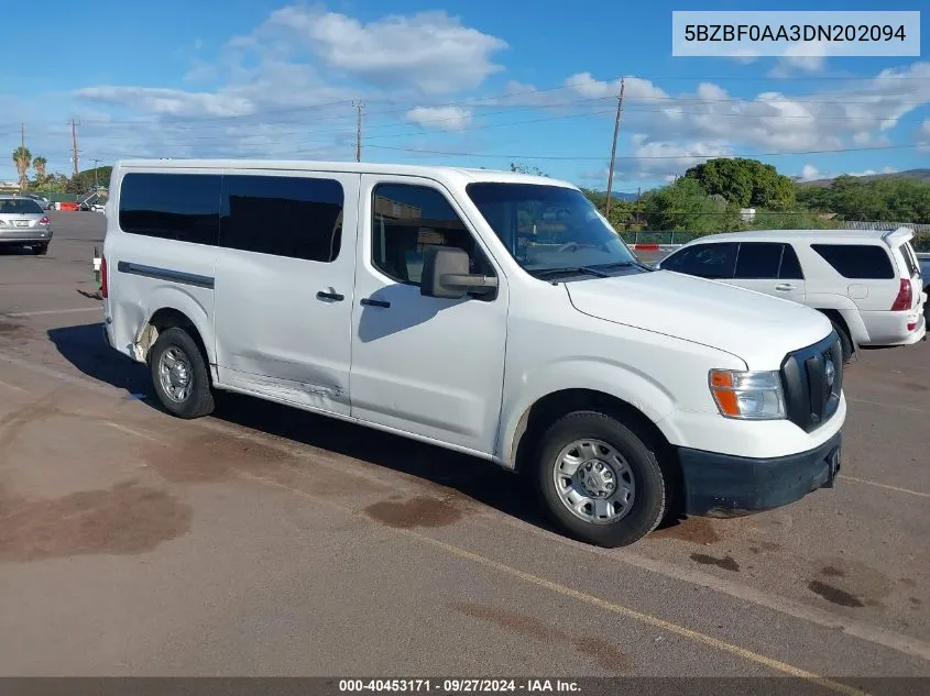 2013 Nissan Nv Passenger Nv3500 Hd S V6 VIN: 5BZBF0AA3DN202094 Lot: 40453171