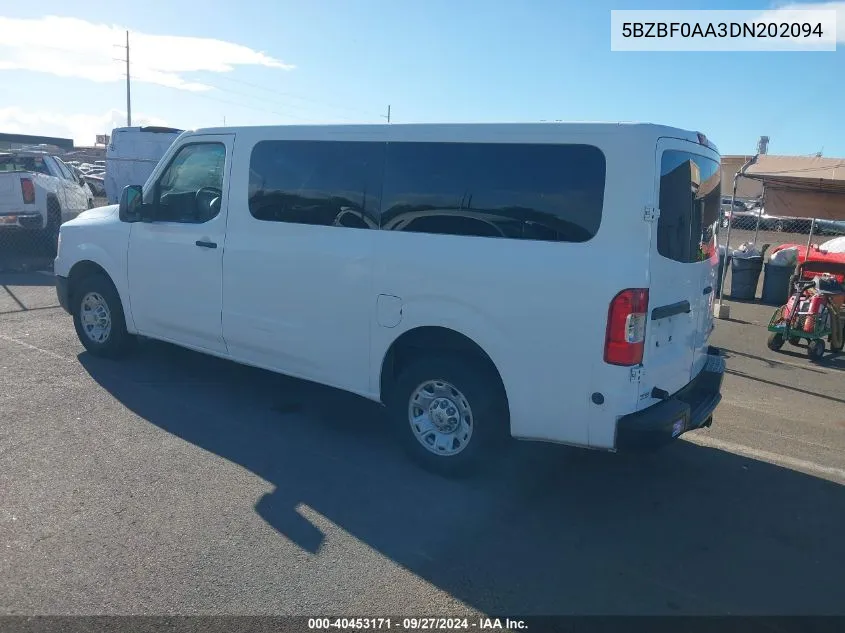 2013 Nissan Nv Passenger Nv3500 Hd S V6 VIN: 5BZBF0AA3DN202094 Lot: 40453171