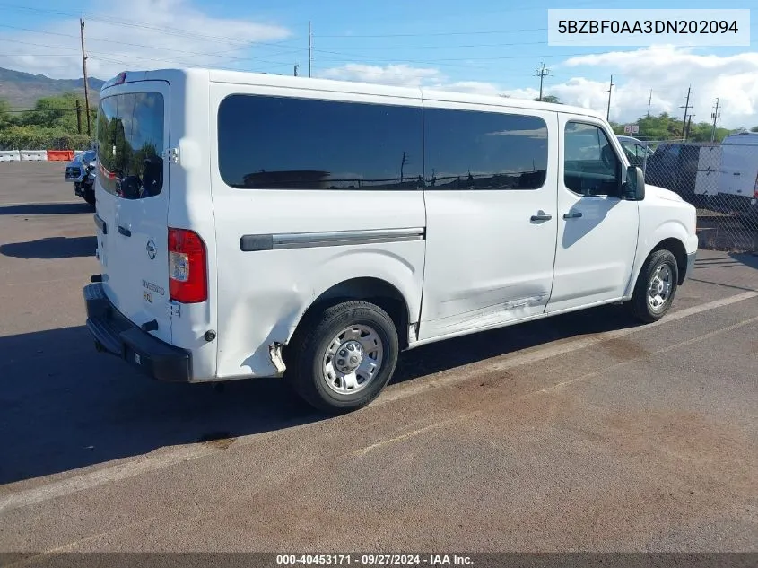 5BZBF0AA3DN202094 2013 Nissan Nv Passenger Nv3500 Hd S V6