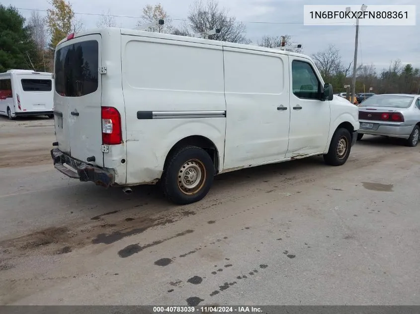 2015 Nissan Nv Cargo Nv2500 Hd S V6 VIN: 1N6BF0KX2FN808361 Lot: 40783039