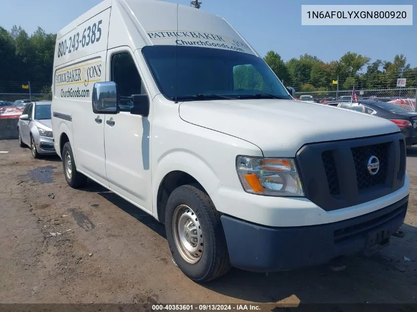 2016 Nissan Nv Cargo Nv3500 Hd S V8 VIN: 1N6AF0LYXGN800920 Lot: 40353601