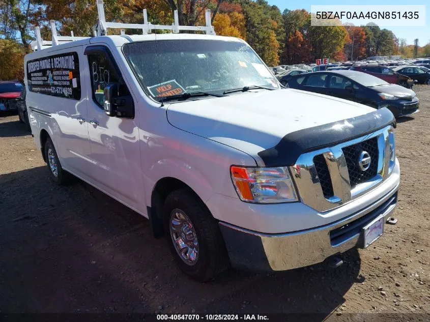 2016 Nissan Nv Passenger Nv3500 Hd Sv V8 VIN: 5BZAF0AA4GN851435 Lot: 40547070