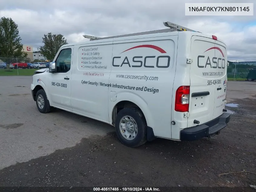 2019 Nissan Nv Cargo Nv2500 Hd Sv V8 VIN: 1N6AF0KY7KN801145 Lot: 40517485