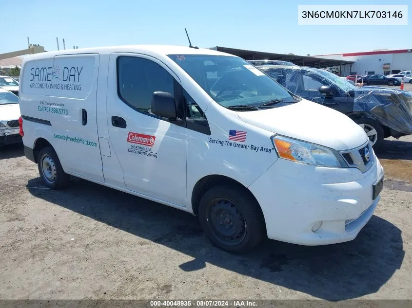 2020 Nissan Nv200 Compact Cargo S Xtronic Cvt VIN: 3N6CM0KN7LK703146 Lot: 40048935