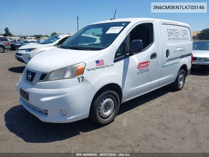 2020 Nissan Nv200 Compact Cargo S Xtronic Cvt VIN: 3N6CM0KN7LK703146 Lot: 40048935