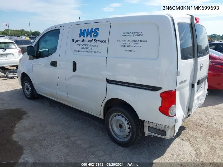 2021 Nissan Nv200 Compact Cargo S Xtronic Cvt VIN: 3N6CM0KN1MK699693 Lot: 40213612