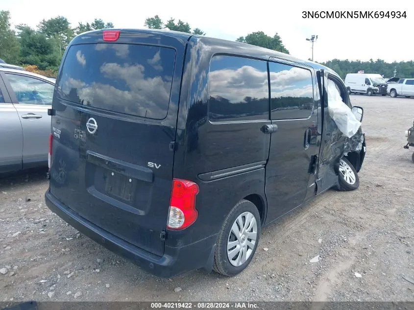 2021 Nissan Nv200 Compact Cargo Sv Xtronic Cvt VIN: 3N6CM0KN5MK694934 Lot: 40219422