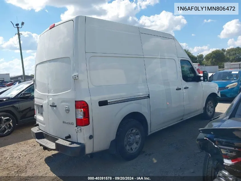 2021 Nissan Nv Cargo Nv2500 Hd Sv High Roof V8 VIN: 1N6AF0LY1MN806472 Lot: 40391578