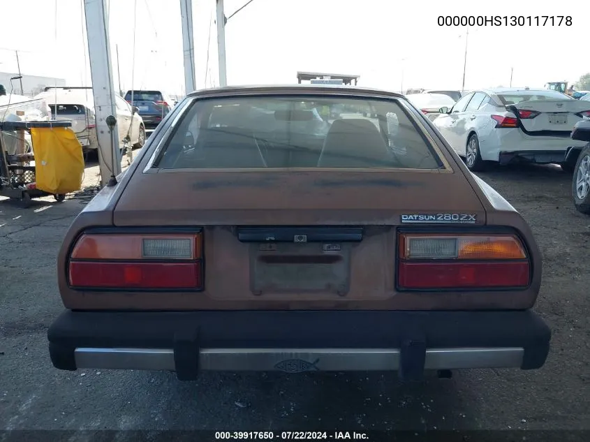 1979 Nissan 280Zx VIN: 000000HS130117178 Lot: 39917650