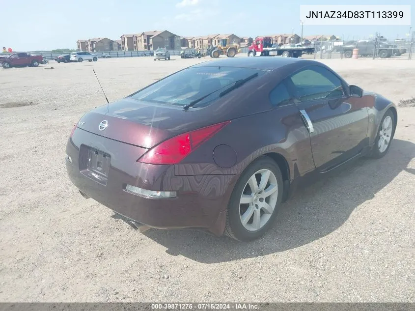 2003 Nissan 350Z Enthusiast VIN: JN1AZ34D83T113399 Lot: 39871275