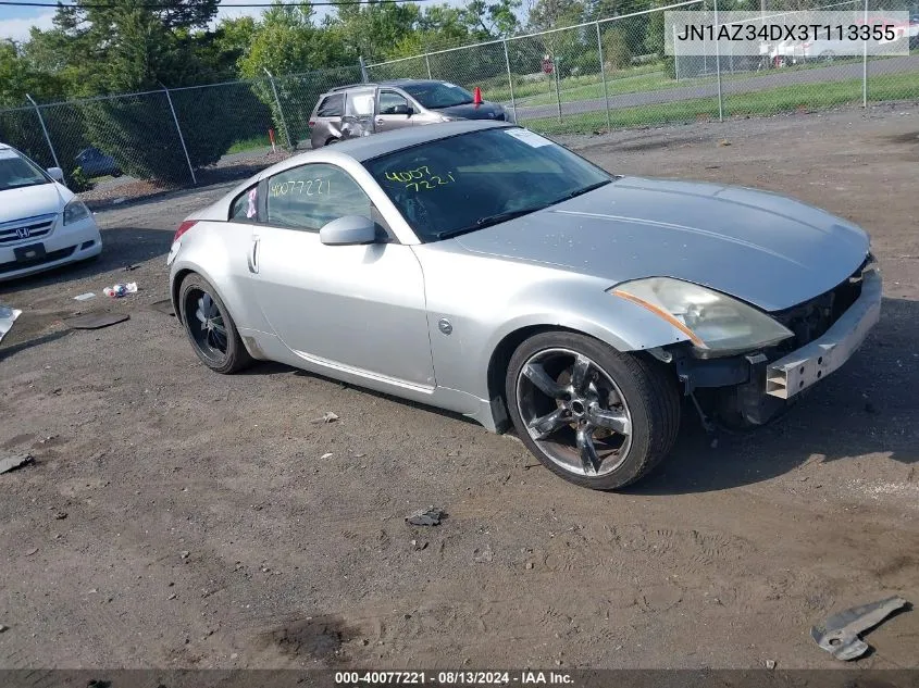 2003 Nissan 350Z Touring VIN: JN1AZ34DX3T113355 Lot: 40077221