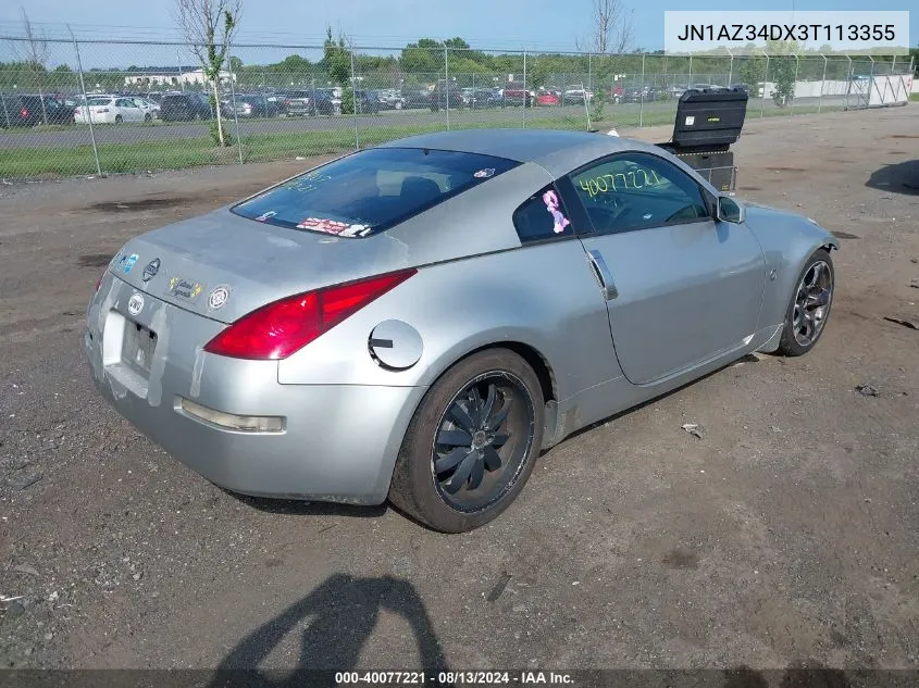 2003 Nissan 350Z Touring VIN: JN1AZ34DX3T113355 Lot: 40077221