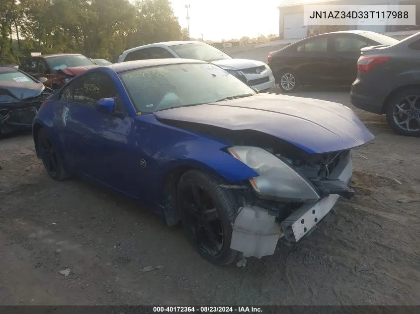 2003 Nissan 350Z Enthusiast VIN: JN1AZ34D33T117988 Lot: 40172364