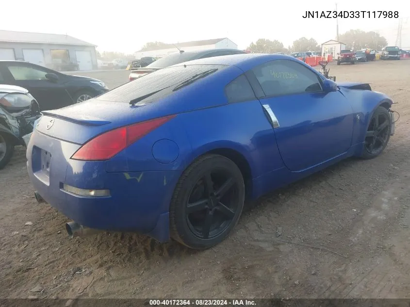 2003 Nissan 350Z Enthusiast VIN: JN1AZ34D33T117988 Lot: 40172364