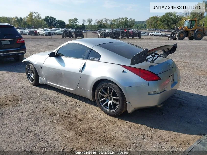 2003 Nissan 350Z Coupe VIN: JN1AZ34EX3T011515 Lot: 40349340