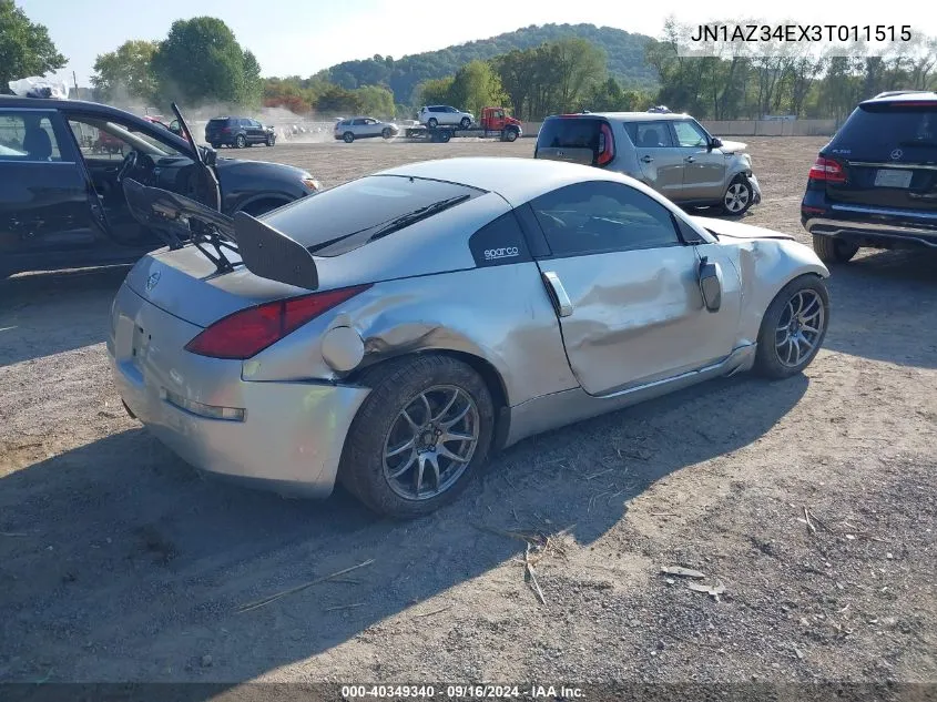 2003 Nissan 350Z Coupe VIN: JN1AZ34EX3T011515 Lot: 40349340