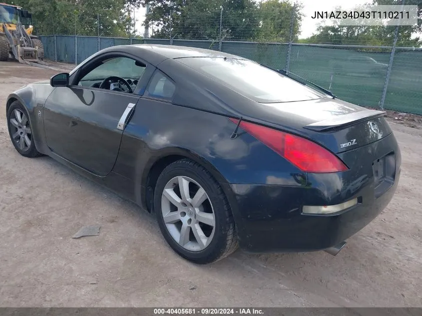 2003 Nissan 350Z Enthusiast VIN: JN1AZ34D43T110211 Lot: 40405681