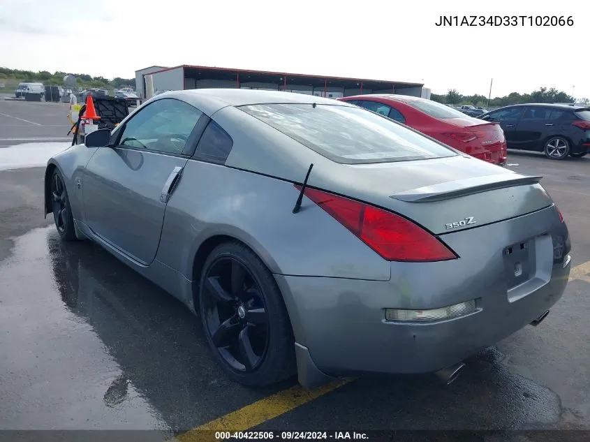 2003 Nissan 350Z Coupe VIN: JN1AZ34D33T102066 Lot: 40422506