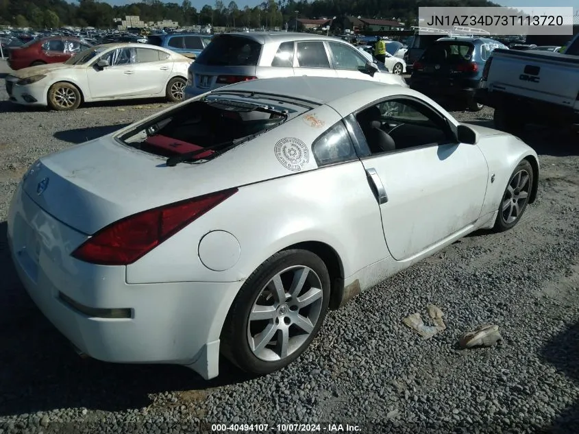 2003 Nissan 350Z Touring VIN: JN1AZ34D73T113720 Lot: 40494107