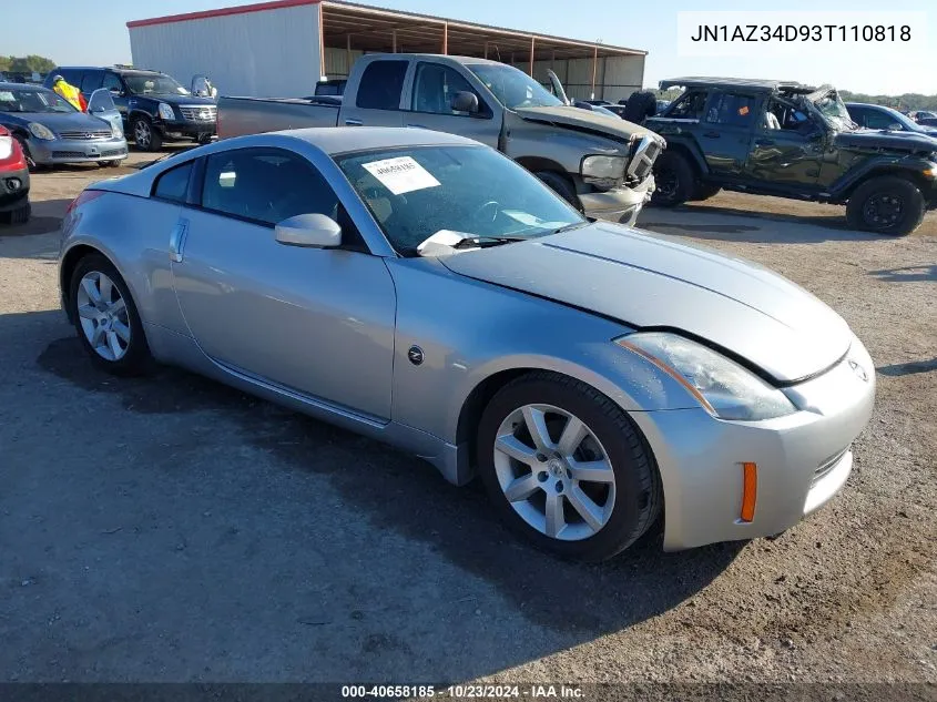 2003 Nissan 350Z VIN: JN1AZ34D93T110818 Lot: 40658185