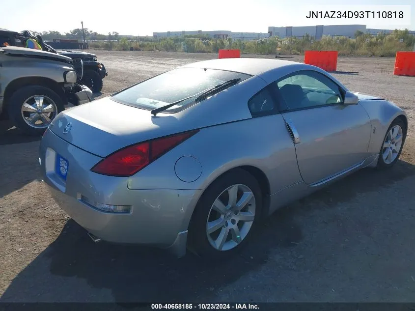 2003 Nissan 350Z VIN: JN1AZ34D93T110818 Lot: 40658185