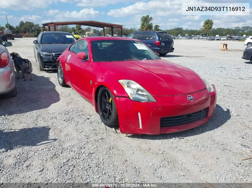 2003 Nissan 350Z VIN: JN1AZ34D93T116912 Lot: 40720970