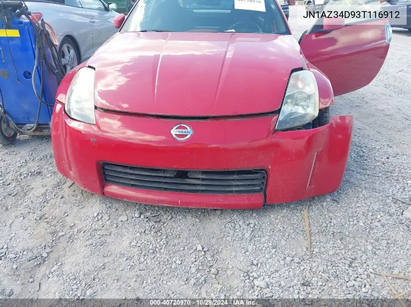 2003 Nissan 350Z VIN: JN1AZ34D93T116912 Lot: 40720970