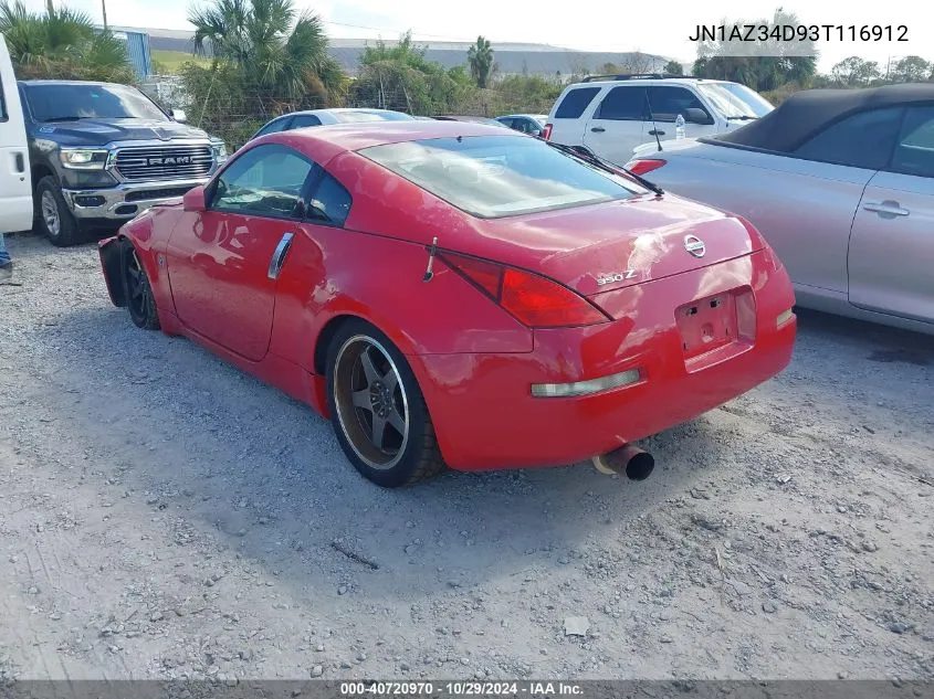 2003 Nissan 350Z VIN: JN1AZ34D93T116912 Lot: 40720970