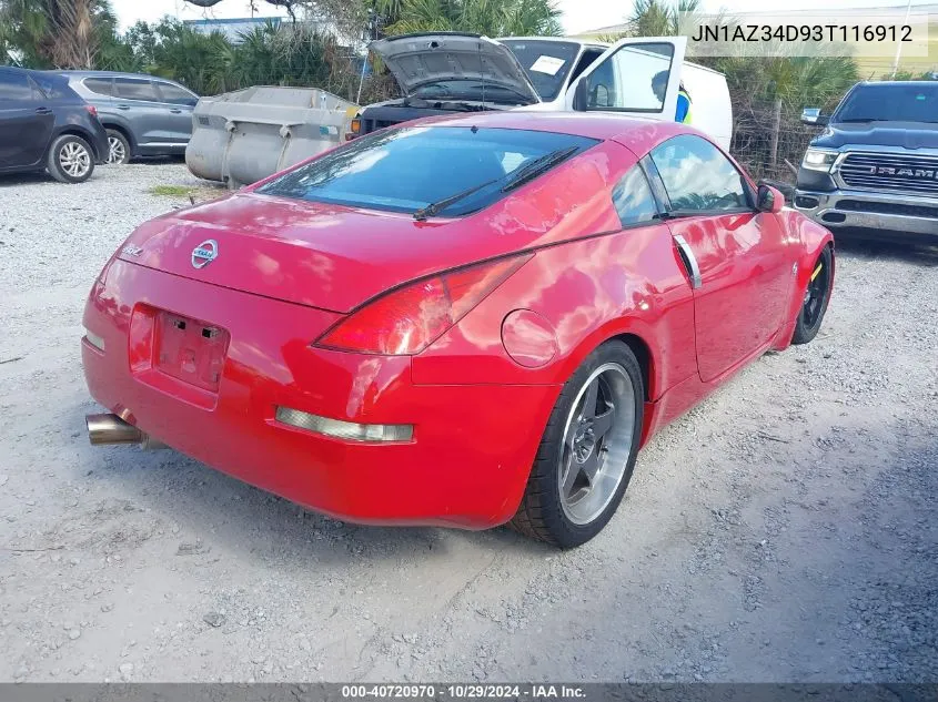 2003 Nissan 350Z VIN: JN1AZ34D93T116912 Lot: 40720970