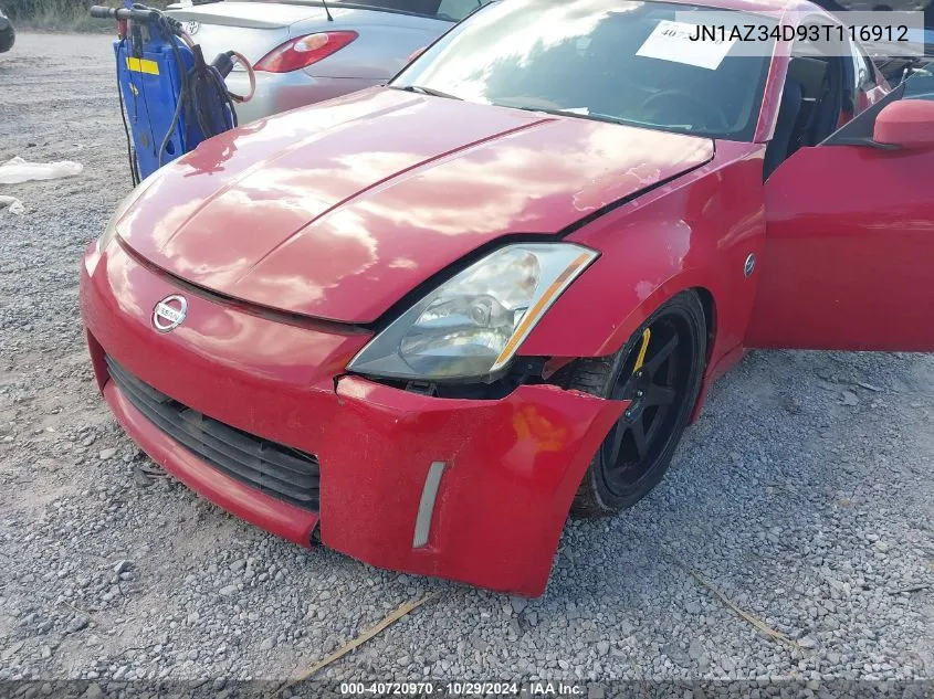 2003 Nissan 350Z VIN: JN1AZ34D93T116912 Lot: 40720970