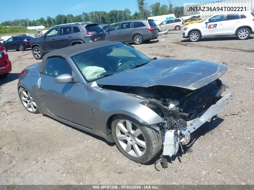 2004 Nissan 350Z Touring VIN: JN1AZ36A94T002221 Lot: 39787206