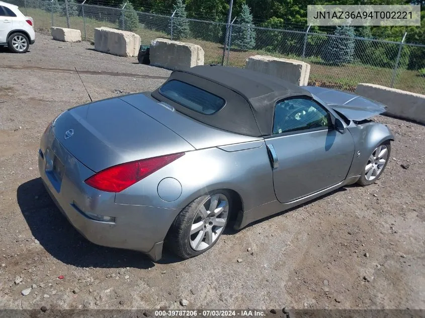 2004 Nissan 350Z Touring VIN: JN1AZ36A94T002221 Lot: 39787206