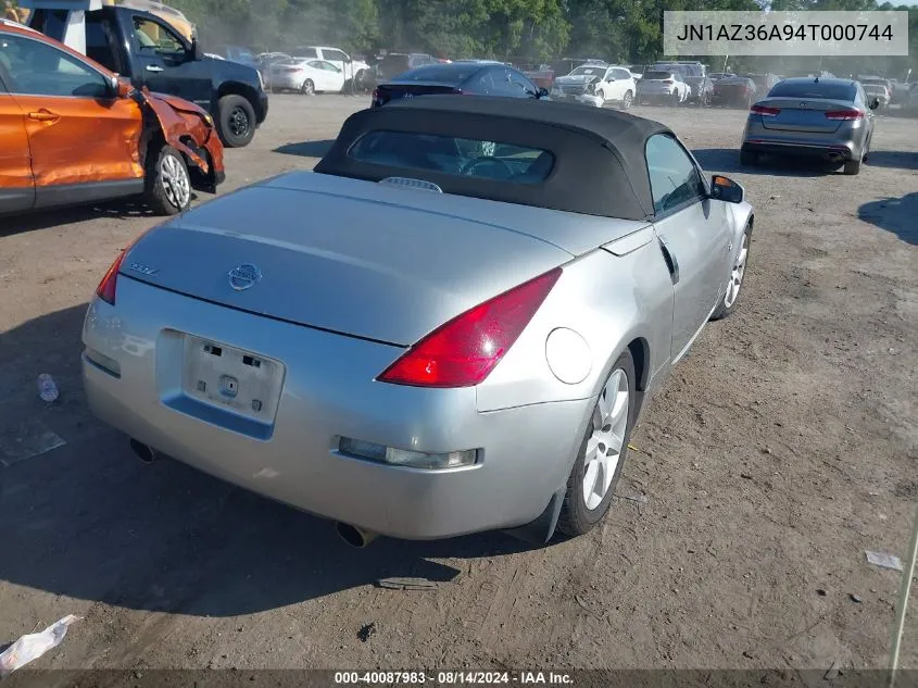 2004 Nissan 350Z Touring VIN: JN1AZ36A94T000744 Lot: 40087983