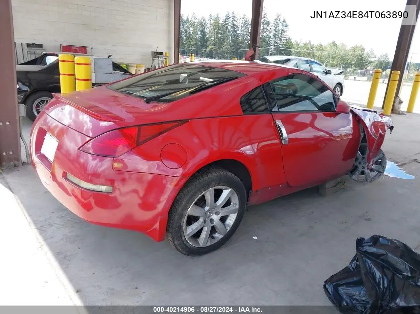 2004 Nissan 350Z Touring VIN: JN1AZ34E84T063890 Lot: 40214906