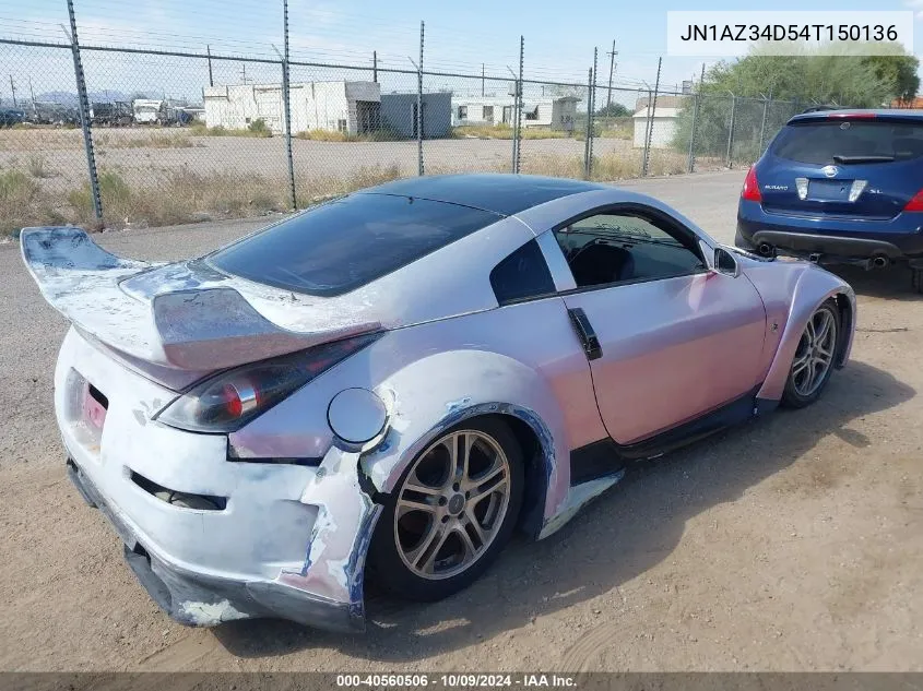 2004 Nissan 350Z Touring VIN: JN1AZ34D54T150136 Lot: 40560506