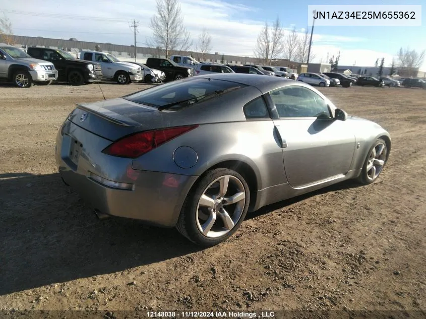 2005 Nissan 350Z Coupe VIN: JN1AZ34E25M655362 Lot: 12148038