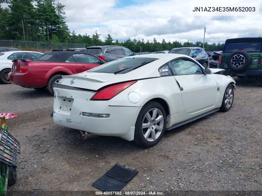 2005 Nissan 350Z Touring VIN: JN1AZ34E35M652003 Lot: 40057582