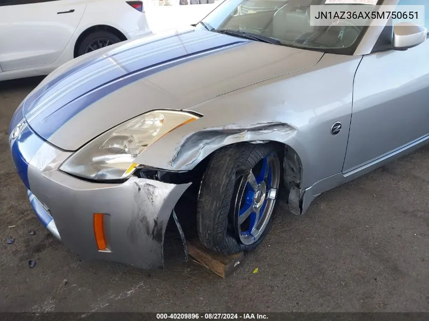 2005 Nissan 350Z Touring VIN: JN1AZ36AX5M750651 Lot: 40209896