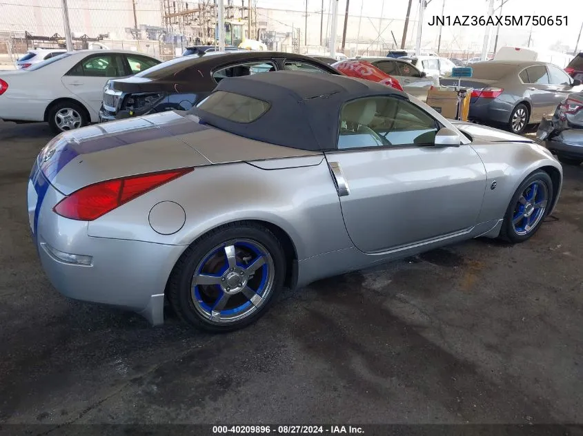 2005 Nissan 350Z Touring VIN: JN1AZ36AX5M750651 Lot: 40209896