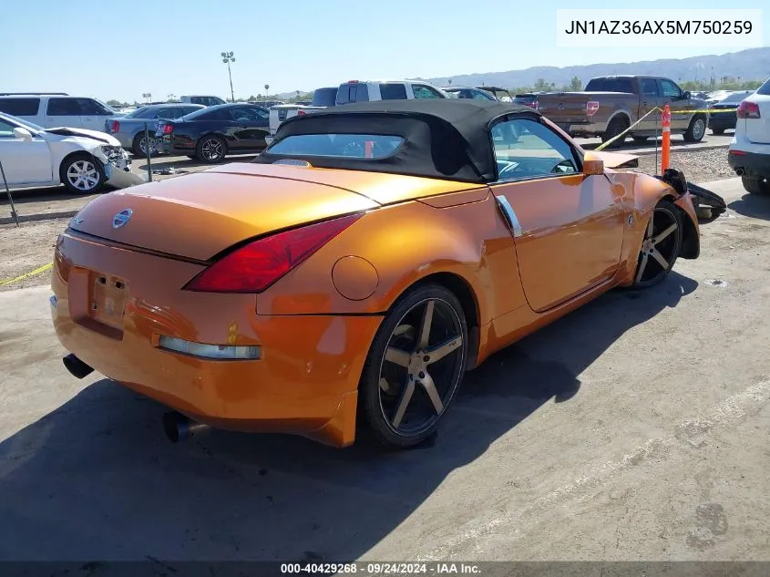 2005 Nissan 350Z Touring VIN: JN1AZ36AX5M750259 Lot: 40429268