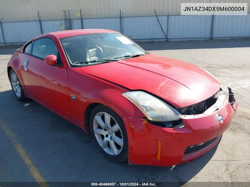 2005 Nissan 350Z Touring VIN: JN1AZ34DX5M600004 Lot: 40466957