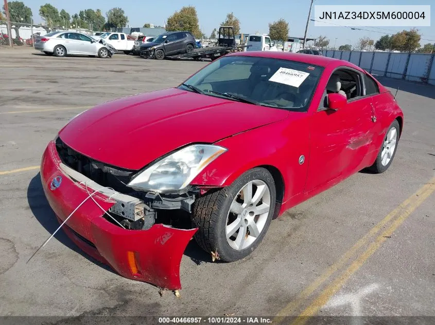 2005 Nissan 350Z Touring VIN: JN1AZ34DX5M600004 Lot: 40466957