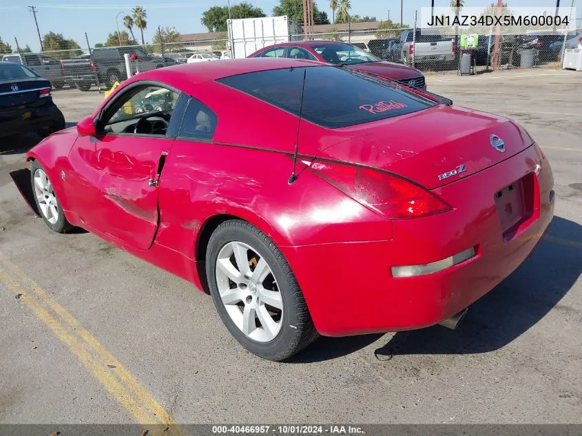 2005 Nissan 350Z Touring VIN: JN1AZ34DX5M600004 Lot: 40466957